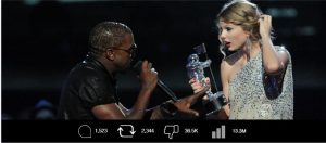 VMA Music award MicroInteraction between Taylor swift and Kanye West, which cause Internet uproar